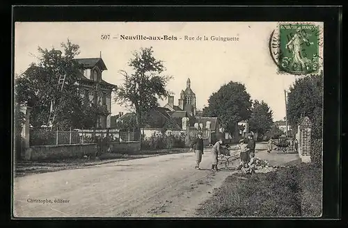AK Neuville-aux-Bois, Rue de al Guinguette, Strassenpartie