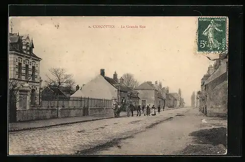 AK Cercottes, La Grande Rue, Strassenpartie