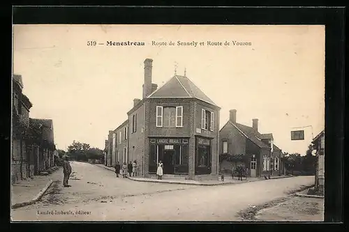AK Menestreau, Route de Sennely et Route de Vouzon