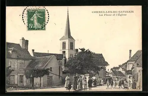 AK Corbeilles-du-Gatinais, La Place et l'Église