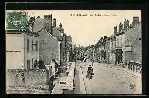 AK Briare, Grande Rue et Route de Bonny