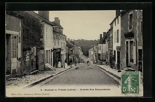 AK Ouzouer-sur-Trézée, Grande Rue Descendante
