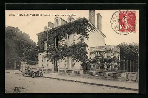 AK Neuville-Aux-Bois, Villa, rue de la Gare