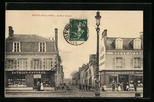 AK Neuville-aux-Bois, La Rue Girard, Mercerie