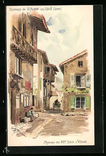 Künstler-AK sign. Louis Tauzin: Villeret, Maisons du XVI. Siècle