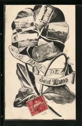 Blumengruss-AK Saint Médard, L`Eglise, Vue générale