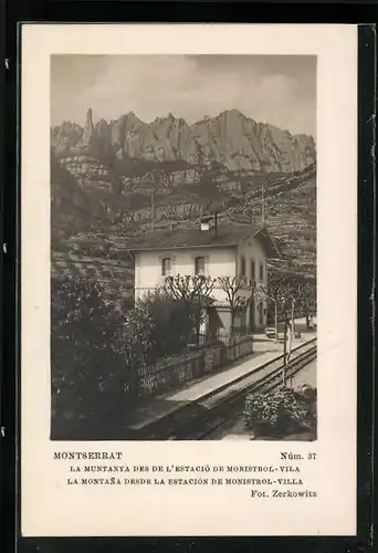 AK Montserrat, La Muntanya des de l`Estacio de Monistrol-Vila, Bahnhof