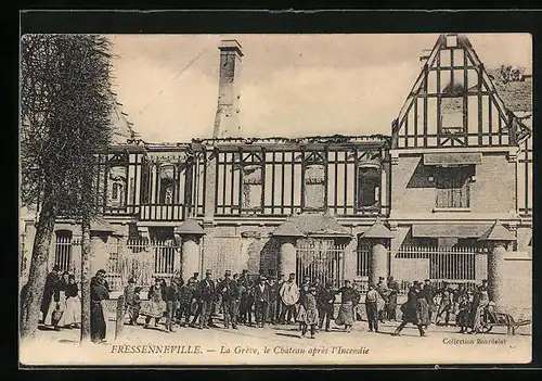 AK Fressenneville, La Grève, Le Chateau après l`Incendie
