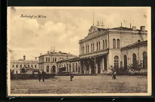 AK Wilna, Bahnhof mit Vorplatz