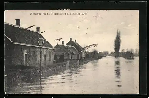 AK Hontenisse, Watersnood 1906, Hochwasser