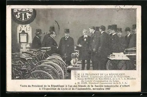AK Exposition du Cycle et de l`Automobile 1907, Visite du Président de la République