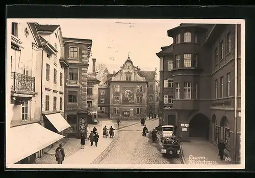 AK Bregenz, Kirchstrasse mit Geschäften