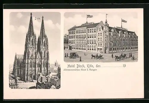 AK Köln, Dom und Hotel Disch