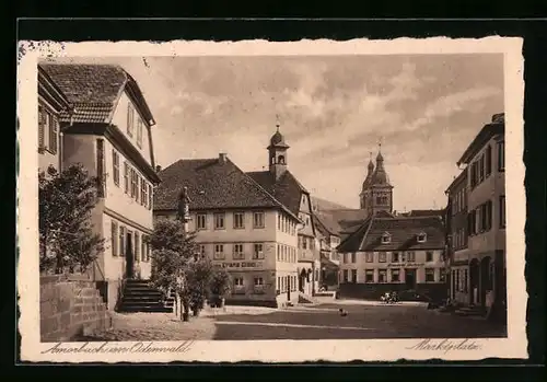 AK Amorbach /Odenwald, Marktplatz mit Brauerei