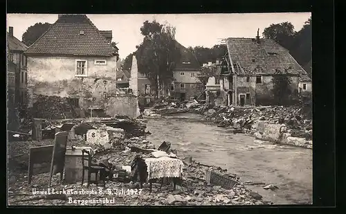 AK Berggiesshübel, Hochwasserkatastrophe 1927