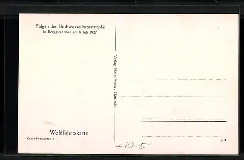 AK Berggiesshübel, Folgen des Hochwassers 1927