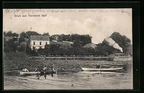 AK Teupitz, Tornow`s Idyll mit Flusspartie