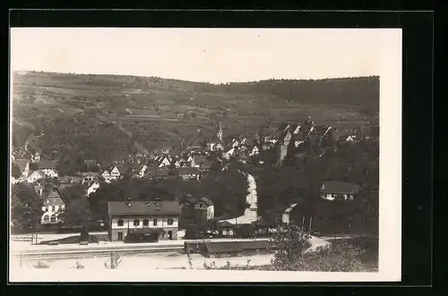 Foto-AK Wildberg, Ortsansicht mit Bahnhof