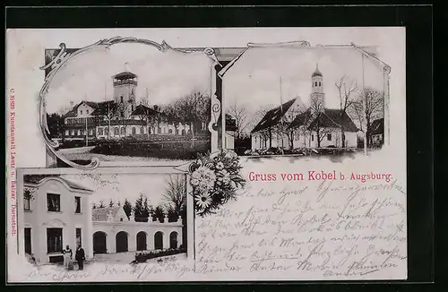AK Kobel b. Augsburg, Burgstall, Kirche