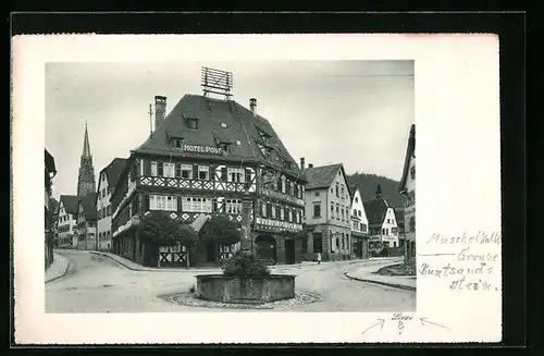 AK Nagold, Hotel Post mit Kirche