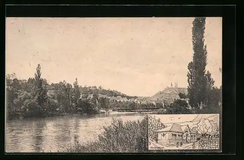 AK Hoheneck b. Ludwigsburg, Panorama, Städt. Mineralbad