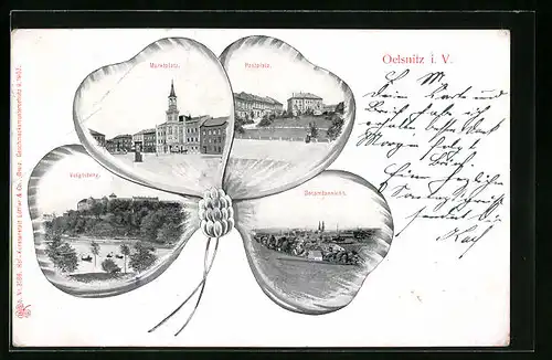AK Oelsnitz i. V., Voigtsberg, Marktplatz, Postplatz