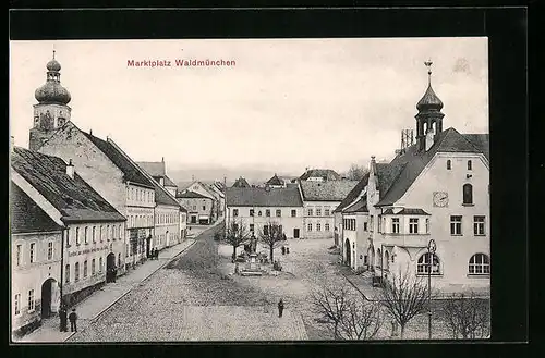 AK Waldmünchen, Marktplatz aus der Vogelschau