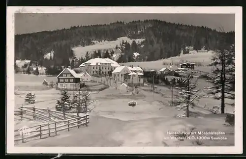 AK Mönichkirchen, Ortsansicht im Winter