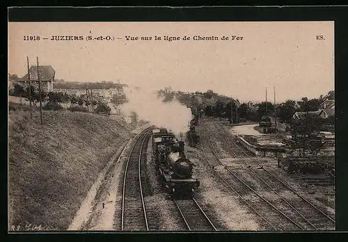 AK Juziers, Vue sur la ligne de Chemin de Fer