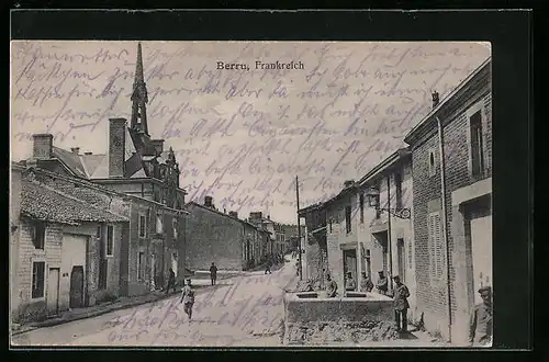 AK Berru, Strassenpartie mit Soldaten