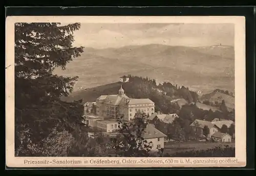 AK Gräfenberg, Priessnitz-Sanatorium aus der Vogelschau