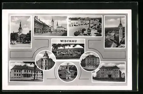 AK Wischau, Kirche, Denkmal und Gesamtblick