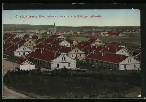 AK Milowitz / Milovice, Truppenübungsplatz, Militärlager