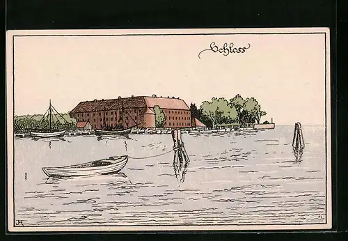 Künstler-AK Sonderburg, Ansicht des Schlosses