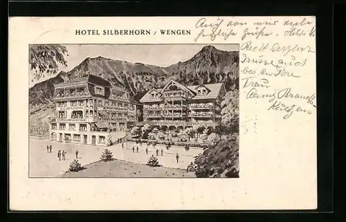 Künstler-AK Wengen, Hotel Silberhorn