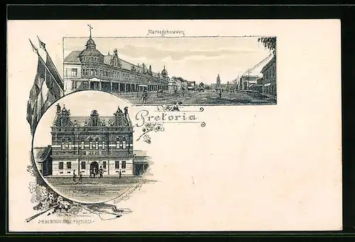 Lithographie Pretoria, Marktgebouwen, Rechtsgebouwen