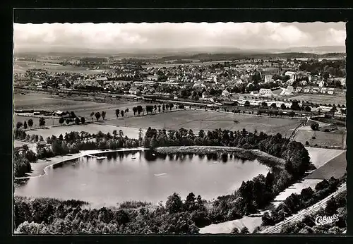 AK Aulendorf /Württ., Teilansicht mit Steegersee-Strandbad