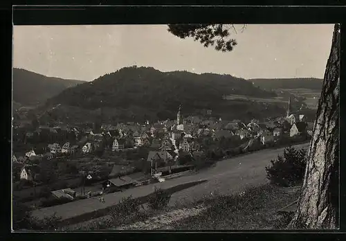 Foto-AK Nagold, Teilansicht mit Kirche