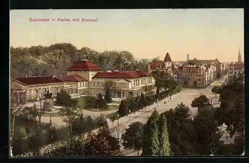 AK Cannstatt, Partie mit Kursaal und Denkmal