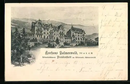 AK Freudenstadt im Württemb. Schwarzwald, Kurhaus Palmenwald