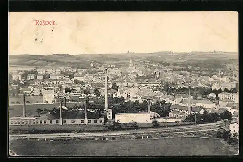 AK Rosswein, Ortsansicht mit Fabrik