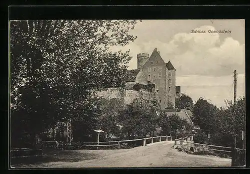 AK Gnandstein, Schloss, Strassenpartie