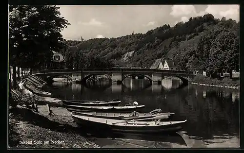 AK Sulz am Neckar, Brücke mit Ruderbooten