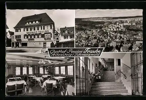 AK Altensteig /Schwarzwald, Ortsansicht, Gasthof Pension Traube