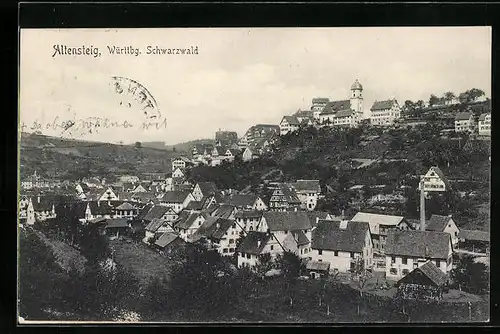 AK Altensteig /Schwarzwald, Ortsansicht mit Kirche