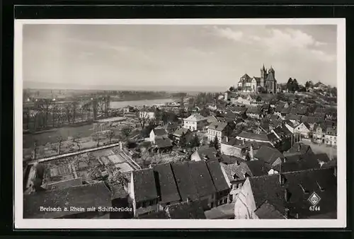 AK Breisach a. Rhein, Ortsansicht mit Schiffsbrücke