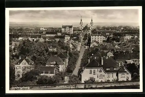 AK Ludwigsburg, Ortsansicht mit Kirche