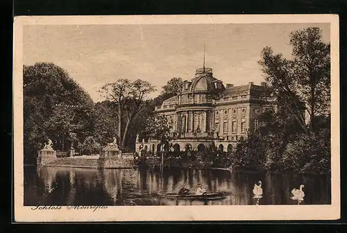 AK Ludwigsburg, Schloss Monrepos mit Ruderpartie und Schwänen