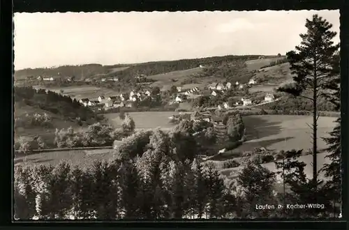 AK Laufen a. Kocher /Württemberg, Ortsansicht mit Hügeln