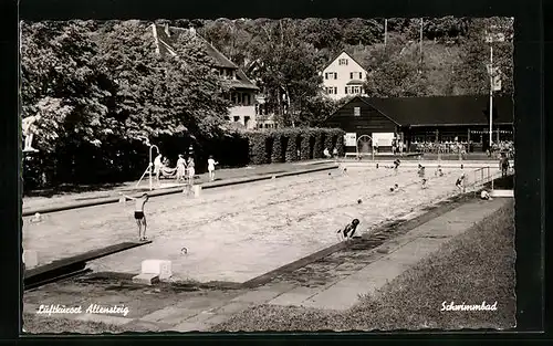 AK Altensteig /Schwarzwald, Schwimmbad mit Wasserspringer